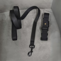 collare e guinzaglio in tessuto nylon rex nel colore nero