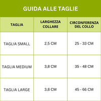 Guida alle taglie per il collare in tessuto nylon rex