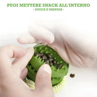 Palla masticabile del gioco Power Flex per cani, apribile per inserire snack e stimolare il gioco