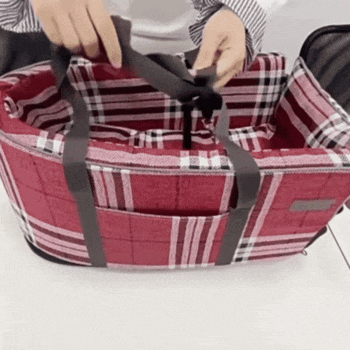 Montaggio del trasportino auto PAW-GO per cani e gatti in tessuto rosso scozzese