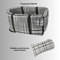 Trasportino PAW-GO con cuscino interno morbido e confortevole per cani e gatti
