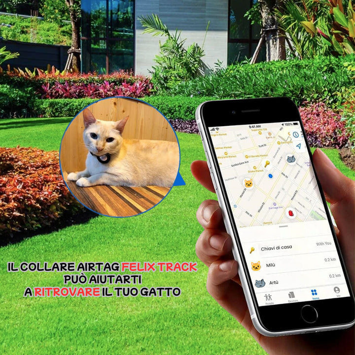 Collare per gatti Pawvella Felix Track compatibile con Apple AirTag per localizzazione