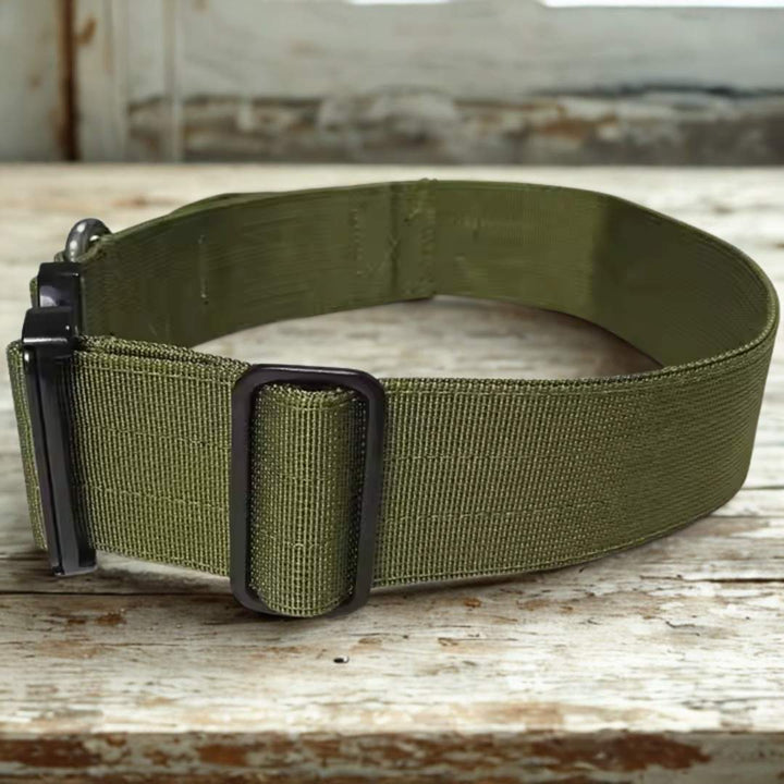 dettaglio della fibbia regolabile del collare Rex verde army