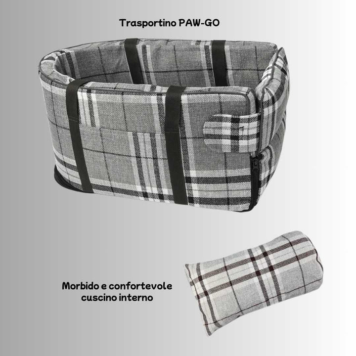 Trasportino PAW-GO con cuscino interno morbido e confortevole per cani e gatti