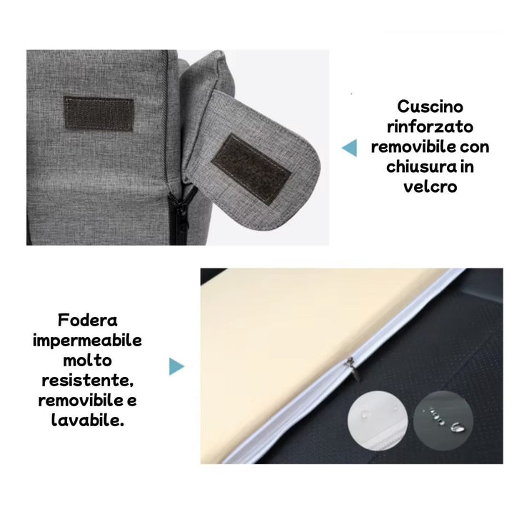 Trasportino Pawvella Paw-Go con cuscino removibile in velcro e fodera impermeabile